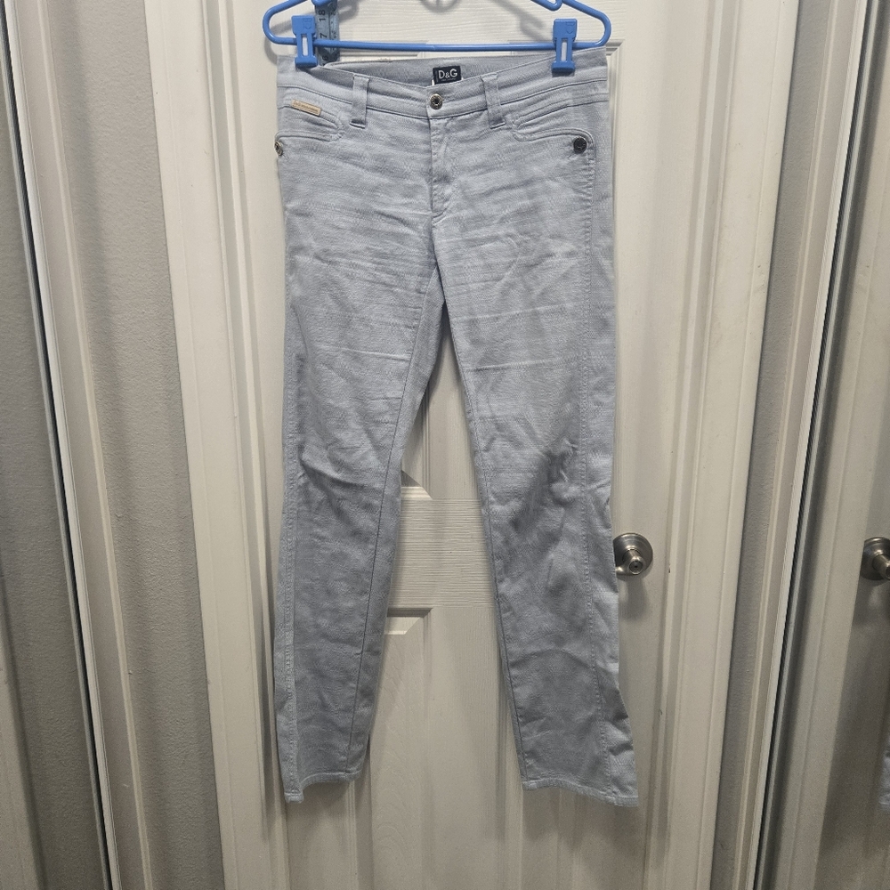 D&G Light Blue Textured Pants Size 32